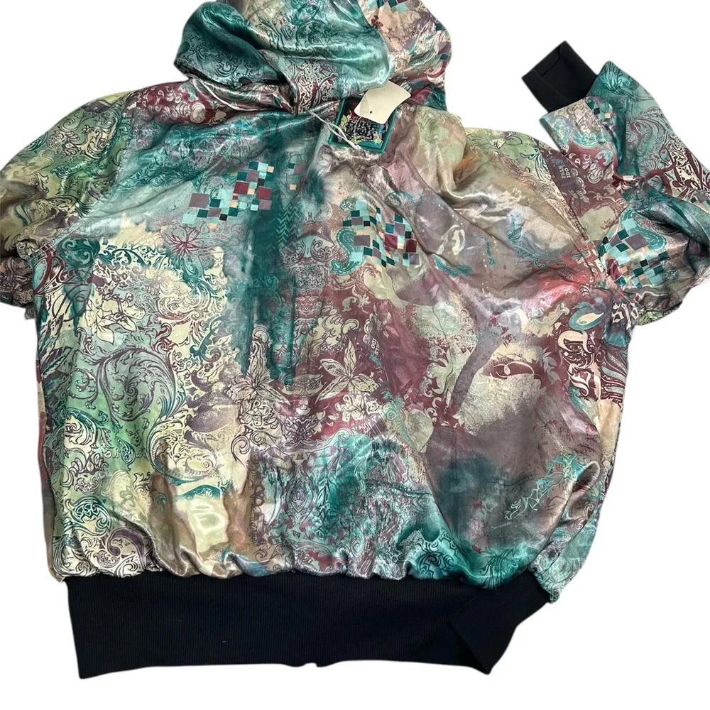 TRUE LOVE FALSE‎ IDOLS TLFI Men XL Erotic City Print Reversible Zip Hoodie Y2K